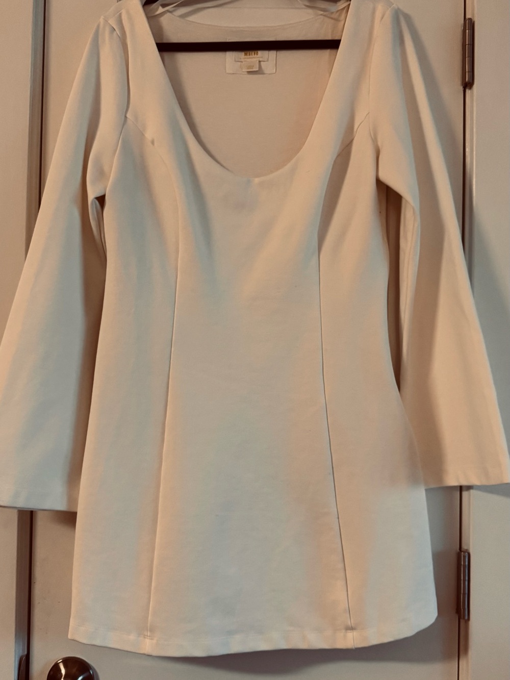 Anthropologie Scoop Neck Long Sleeve Dress - White